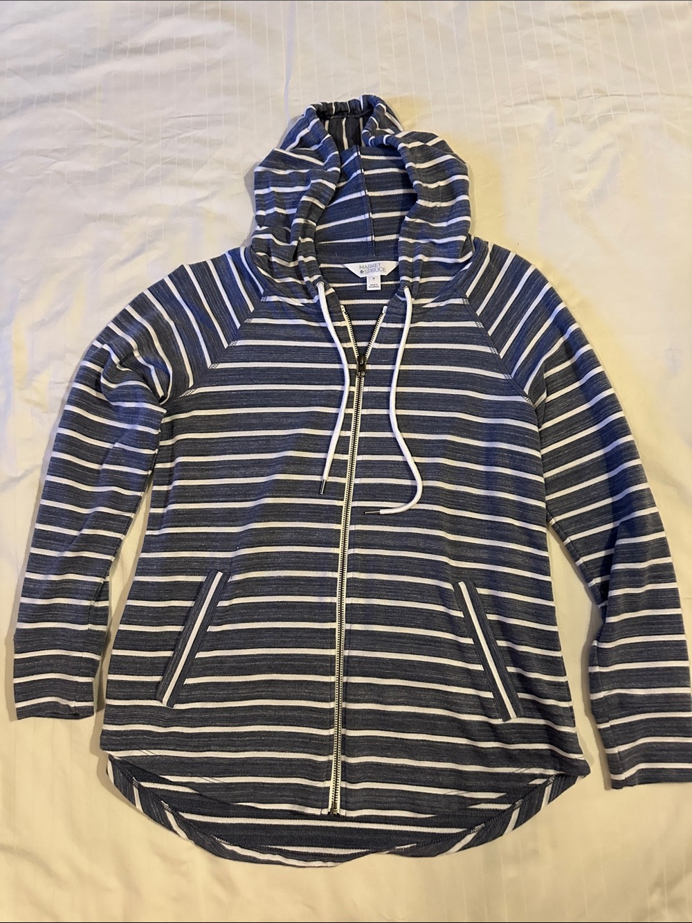 Market & Spruce Blue and White Striped Hoodie